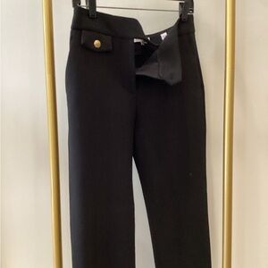 Veronica Beard Black Tailored Dress Pants with Gold Accent